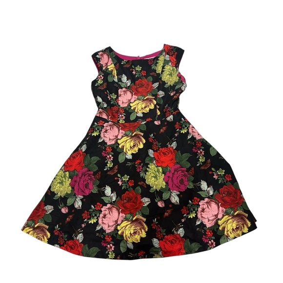 Ted Baker Other - Baker By Ted Baker Dress Girls Sz 8 Black Multi Floral Party Flower Girl Church
